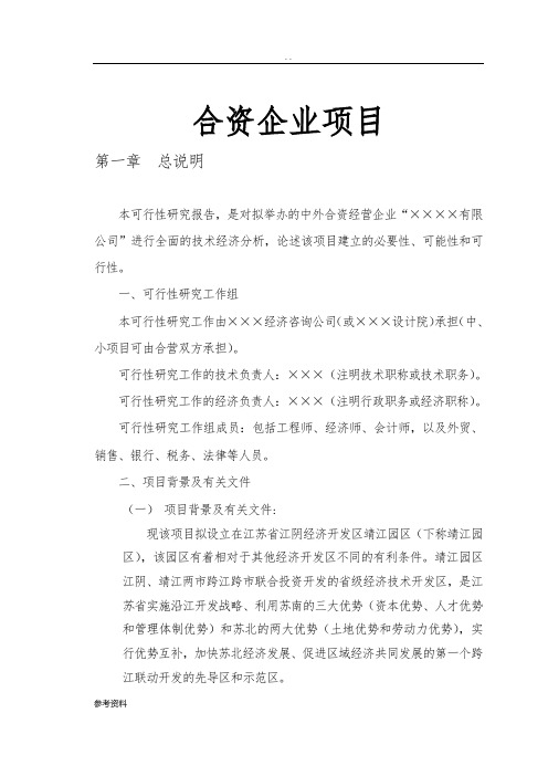 合资企业项目可行性实施报告
