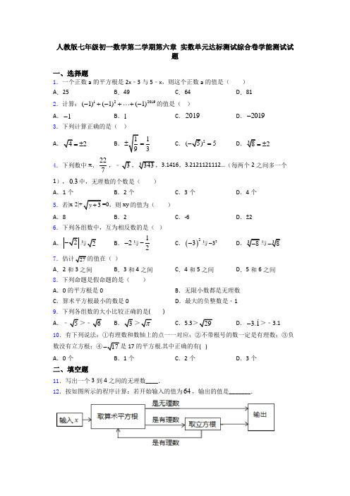 人教版七年级初一数学第二学期第六章 实数单元达标测试综合卷学能测试试题