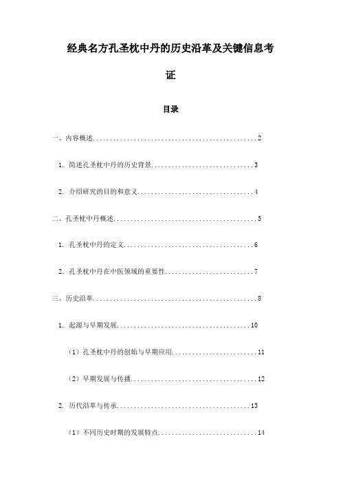 经典名方孔圣枕中丹的历史沿革及关键信息考证