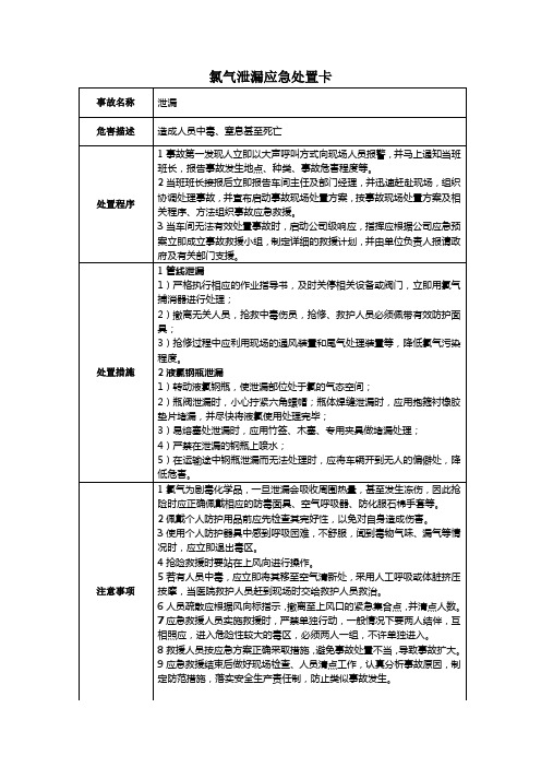 氯气泄漏应急处置卡