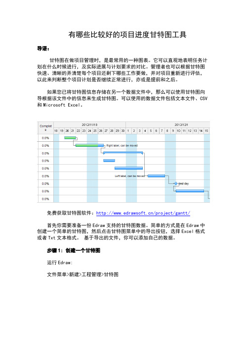 有哪些比较好的项目进度甘特图工具