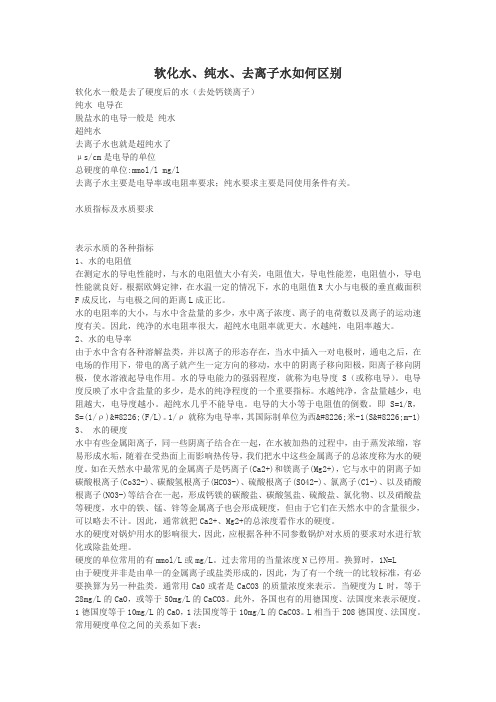 软化水纯水去离子水如何区别
