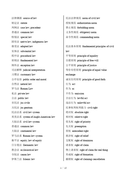 法律英语词汇大全(完美版)