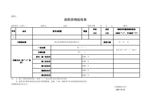 采购货物验收单模板