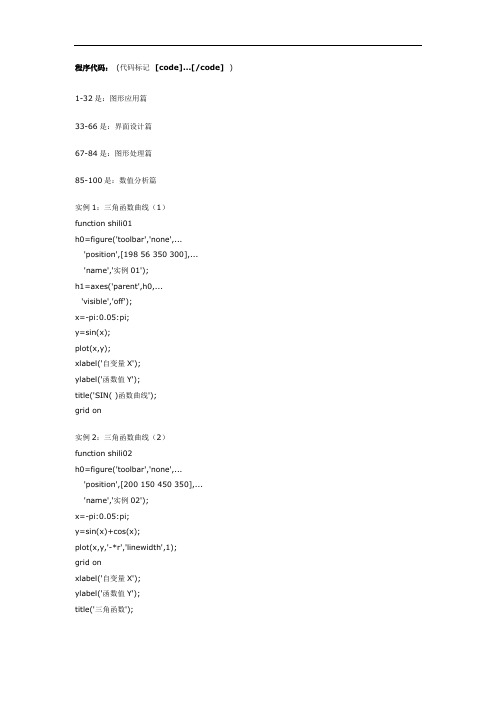 Matlab100个实例程序