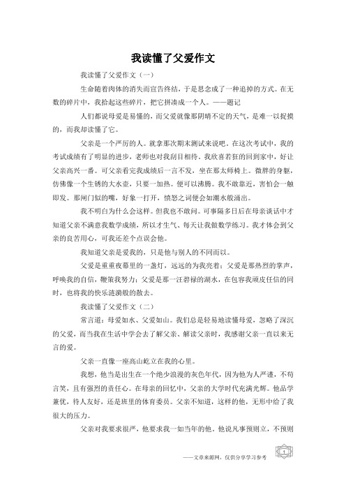 我读懂了父爱作文