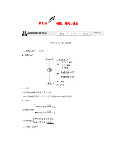 高考生物一轮教师用书 第1单元 第4讲 核酸、糖类与脂质教案 新人教版必修1