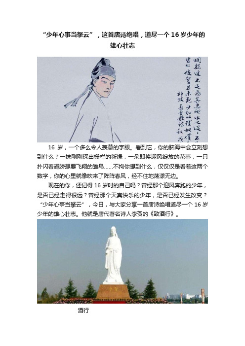 “少年心事当拏云”，这首唐诗绝唱，道尽一个16岁少年的雄心壮志