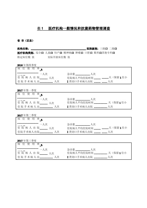 抗菌药物每年上报表-医疗机构一般情况