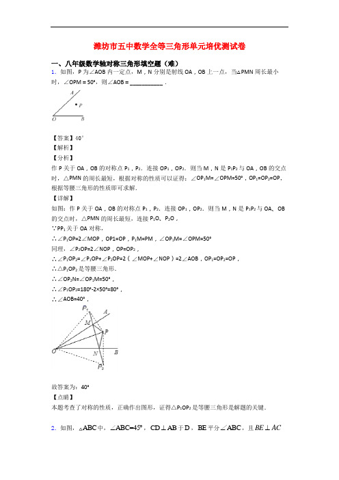 潍坊市五中数学全等三角形单元培优测试卷