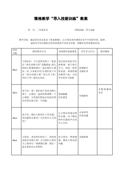 微格教学“导入技能训练”教案