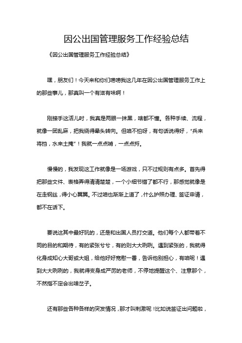 因公出国管理服务工作经验总结