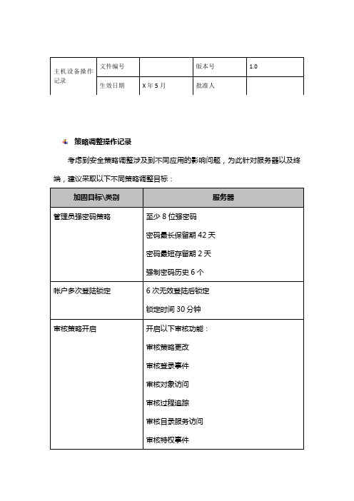 主机设备的操作记录