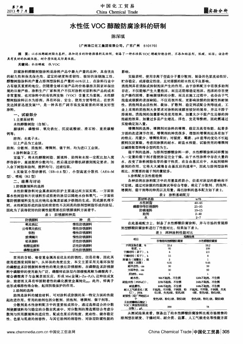 水性低VOC醇酸防腐涂料的研制