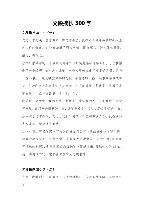 文段摘抄300字