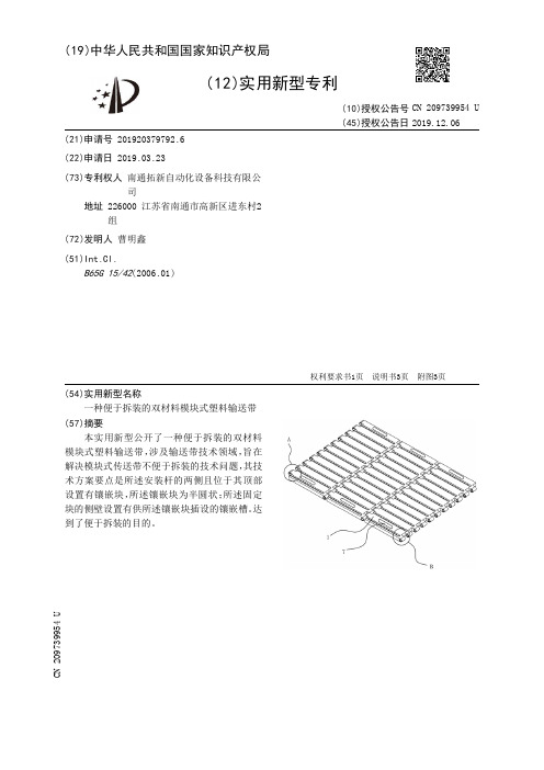 【CN209739954U】一种便于拆装的双材料模块式塑料输送带【专利】