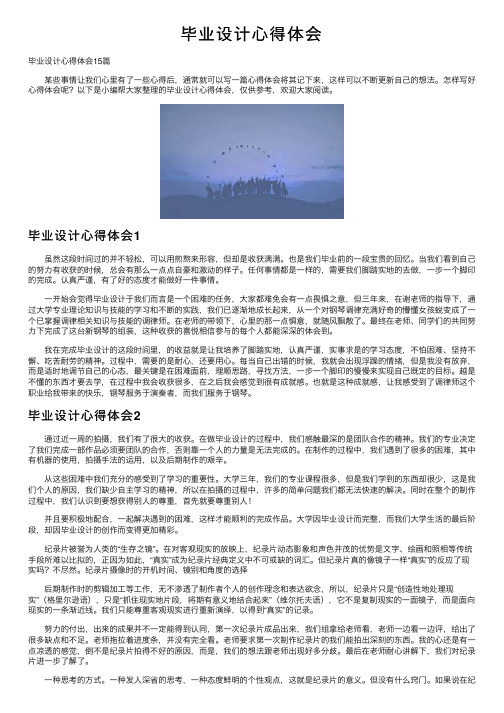 毕业设计心得体会