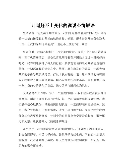 计划赶不上变化的说说心情短语