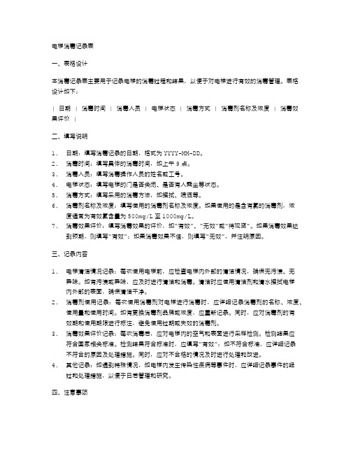 电梯消毒记录表