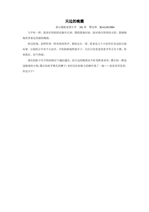 天边的晚霞 陈家团小学501班 缪安和