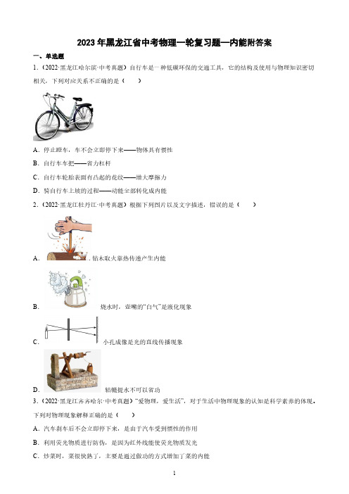 2023年黑龙江省中考物理一轮复习题—内能附答案