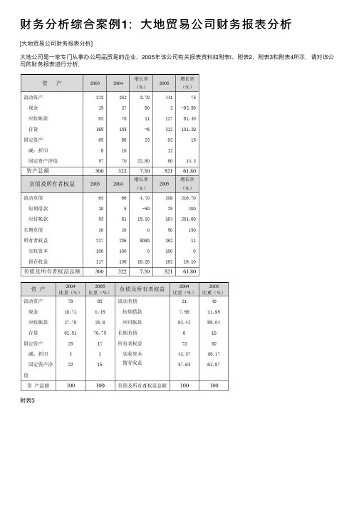 财务分析综合案例1：大地贸易公司财务报表分析