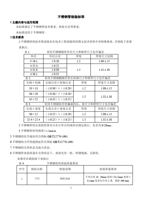 不锈钢管检验标准