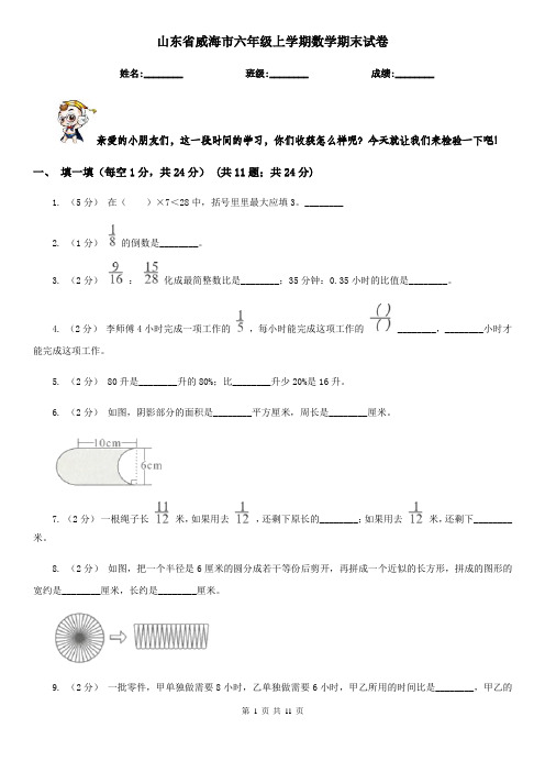 山东省威海市六年级上学期数学期末试卷