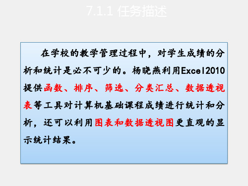 计算机应用基础课件第07章  Excel综合应用——学生成绩分析统计