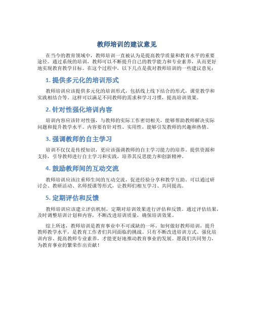 教师培训的建议意见