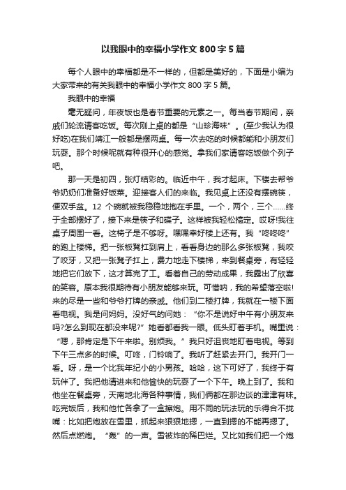 以我眼中的幸福小学作文800字5篇