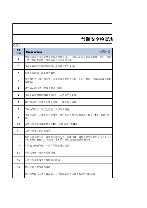 气瓶检查表