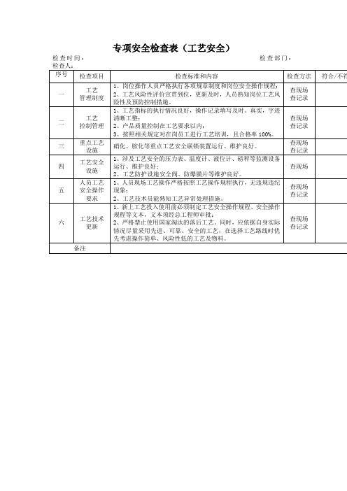 工艺安全专项检查记录表