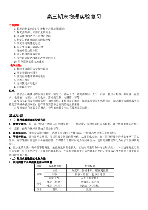 高中物理实验必备材料(力学10个,电学6个,并配有经典习题及答案)