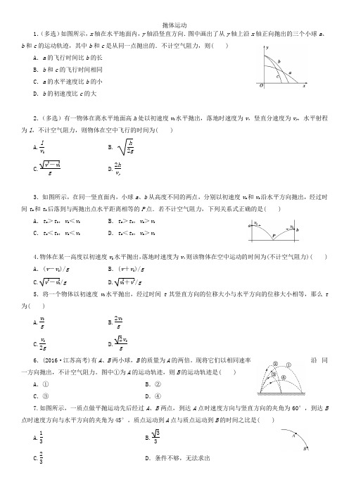 2020届高三高考(江苏)物理一轮复习考点基础练习卷：抛体运动