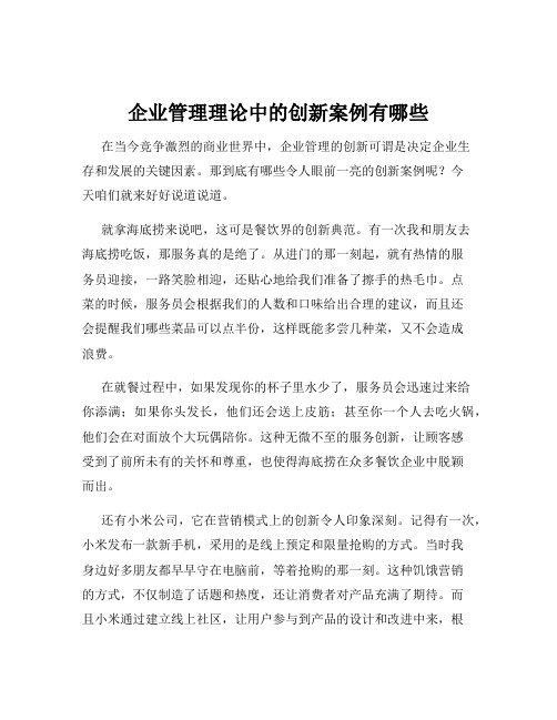 企业管理理论中的创新案例有哪些