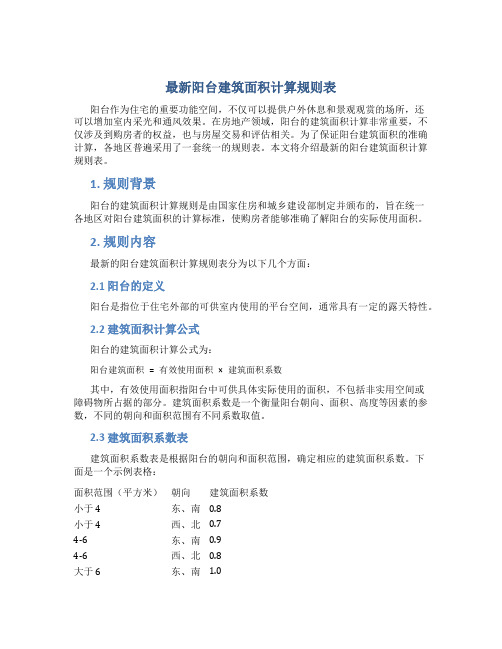 最新阳台建筑面积计算规则表