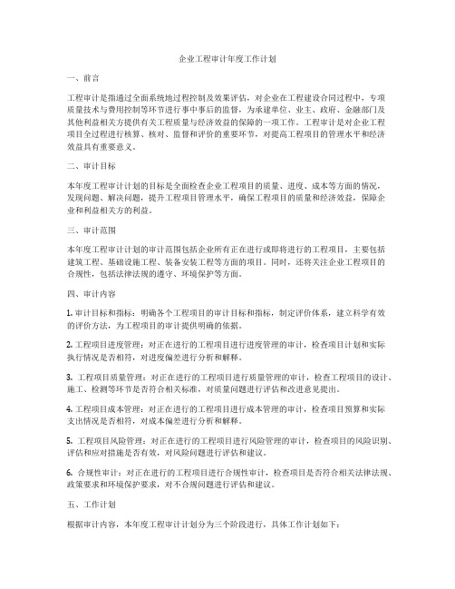 企业工程审计年度工作计划