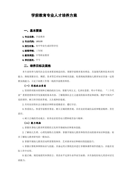 学前教育专业人才培养方案(1)