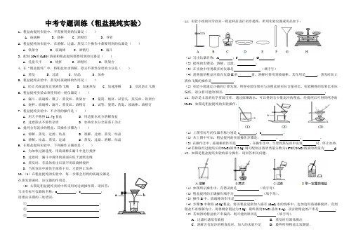 中考专题训练(粗盐提纯实验)