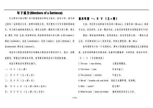 高中英语语法----句子成分分析