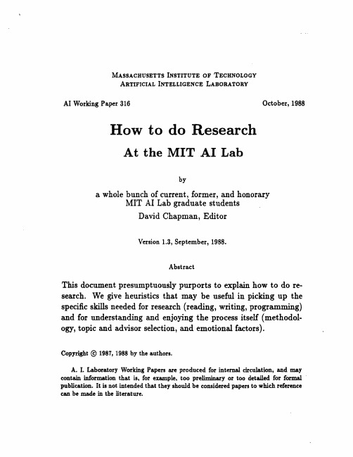 how to do research at the MIT AI lab