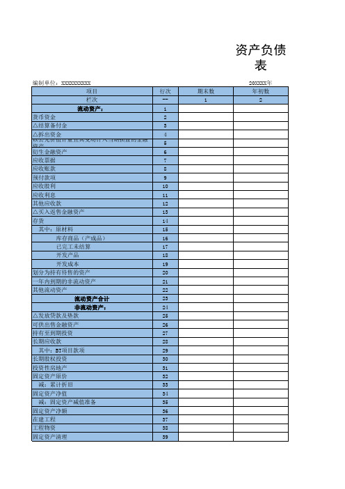 建筑施工企业资产负债表样本