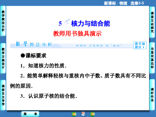 课堂新坐标2014物理(人教版)选修3-5课件：19.5核力与结合能