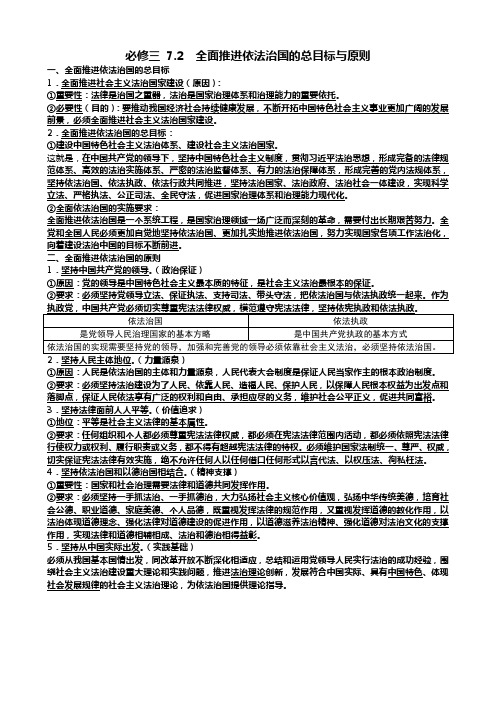 必修三 7.2 全面推进依法治国的总目标与原则