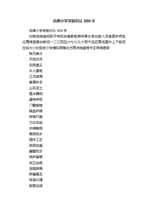 名牌小学学前识认300字