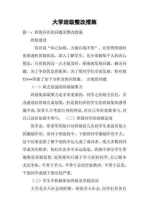 大学班级整改措施