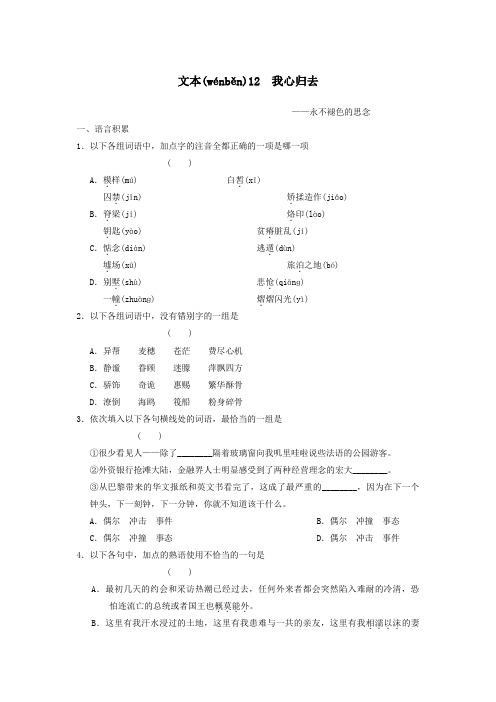 高中 我心归去导学训练 必修1 试题(共6页)