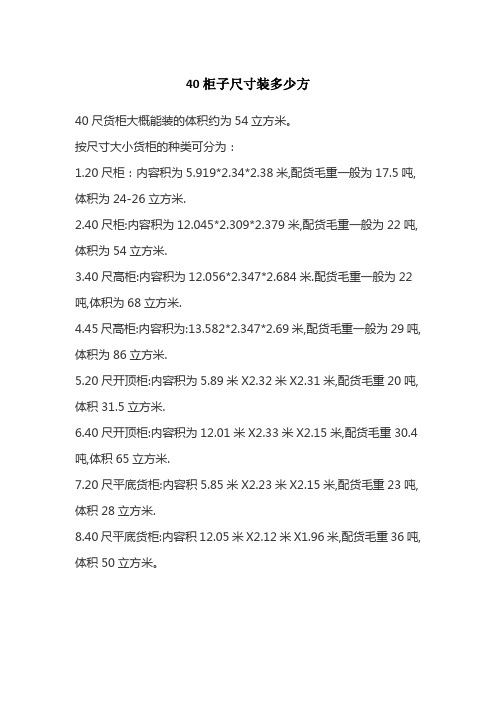 40柜子尺寸装多少方