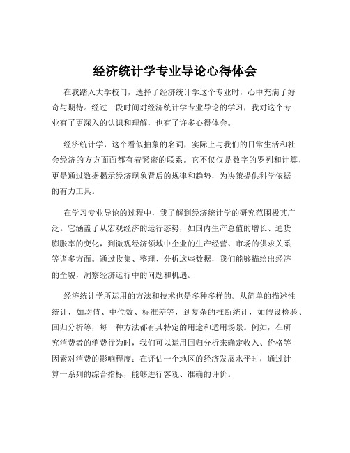 经济统计学专业导论心得体会